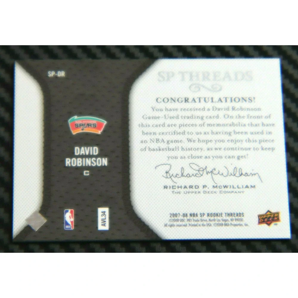 2007-08 SP ROOKIE THREADS DAVID ROBINSON‎ SP THREADS DUAL  JSY